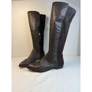 Nine West Owenford Womens Size 8.5M Brown Suede Leather Pointed Toe Riding Boots
